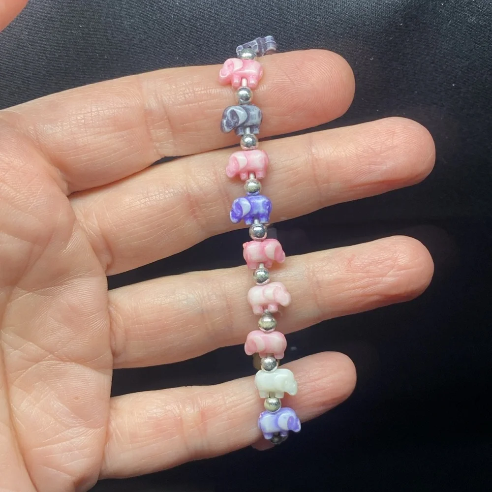 Hand Crafted Colorful Kids Elephant Beaded Bracelet